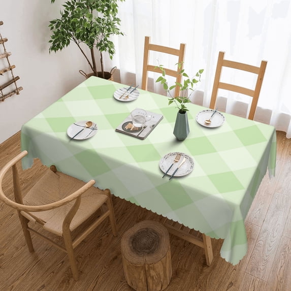 YFYANG Rectangular Polyester Table Cloth Green Watercolor Plaid Table Cover for Indoor Outdoor Kitchen Restaurant Table Decoration Tablecloths，54" X 72"