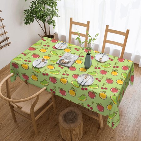 YFYANG Rectangular Polyester Table Cloth Hand-Drawn Fruit Illustration Table Cover for Indoor Outdoor Kitchen Restaurant Table Decoration Tablecloths,54" X 72"