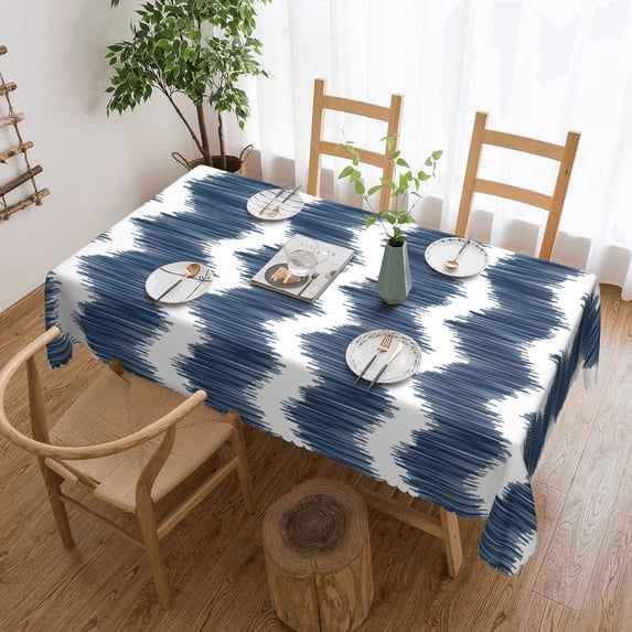 YFYANG Rectangular Polyester Table Cloth Ikat Style Line Texture Table Cover for Indoor Outdoor Kitchen Restaurant Table Decoration Tablecloths,54" X 72"