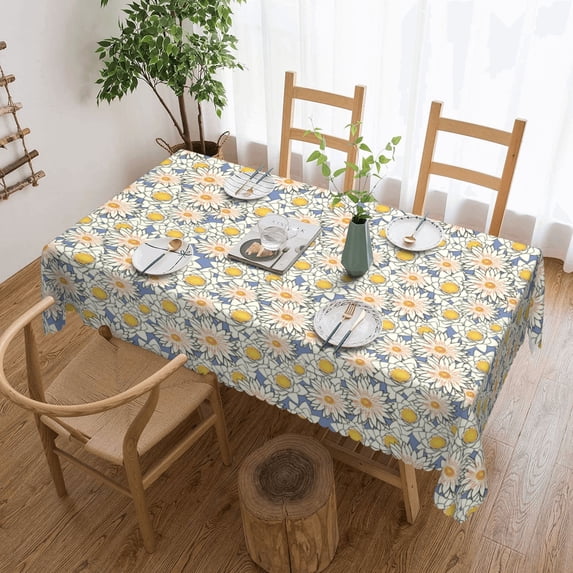 YFYANG Rectangular Polyester Table Cloth Lotus Lily Water Lily Pattern Table Cover for Indoor Outdoor Kitchen Restaurant Table Decoration Tablecloths,54" X 72"