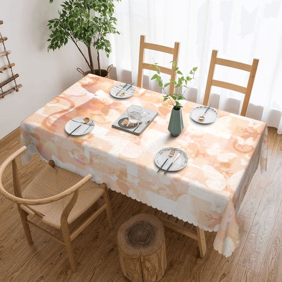 YFYANG Rectangular Polyester Table Cloth Pastel Geometric Butterfly Table Cover for Indoor Outdoor Kitchen Restaurant Table Decoration Tablecloths,54" X 72"