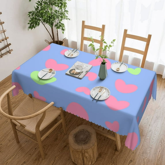 YFYANG Rectangular Polyester Table Cloth Pink Heart Pattern Table Cover for Indoor Outdoor Kitchen Restaurant Table Decoration Tablecloths,54" X 72"