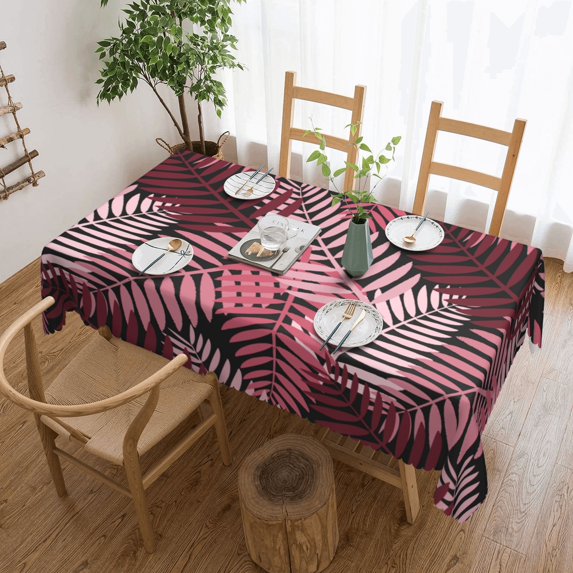 YFYANG Rectangular Polyester Table Cloth Pink Leaves Texture Table Cover for Indoor Outdoor Kitchen Restaurant Table Decoration Tablecloths，54" X 72"