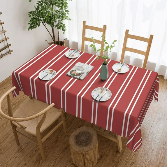 YFYANG Rectangular Polyester Table Cloth Red Stripes Table Cover for Indoor Outdoor Kitchen Restaurant Table Decoration Tablecloths，54" X 72"
