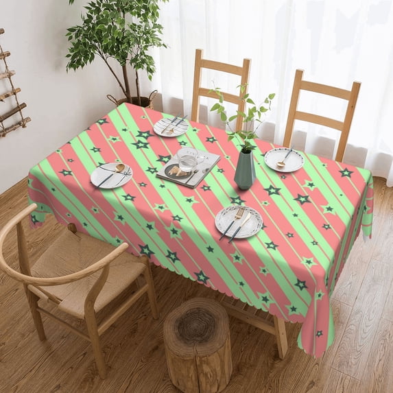 YFYANG Rectangular Polyester Table Cloth Star Stripes Table Cover for Indoor Outdoor Kitchen Restaurant Table Decoration Tablecloths，54" X 72"