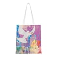 thumbnail image 1 of YFYANG Reusable Canvas Handbags, Watercolour Painting Pattern Durable Portable Tote Shopping Bag for Daily Travel, 1 of 8