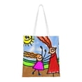thumbnail image 1 of YFYANG Reusable Cotton Canvas Tote Shopping Bag, Hand-painted Cute Kids Washable Portable Grocery Bag for Daily Travel, 1 of 8