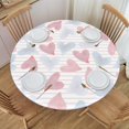 thumbnail image 1 of YFYANG Round Fitted Table Cloth, Waterproof Abstract Heart Line Texture Pattern Polyester Table Cover, Indoor Outdoor Decorative Tablecloths with Elastic Edge, 1 of 7