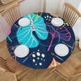 thumbnail image 1 of YFYANG Round Fitted Table Cloth, Waterproof Abstract Leaf Line Texture Pattern Polyester Table Cover, Indoor Outdoor Decorative Tablecloths with Elastic Edge, 1 of 7