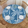 thumbnail image 1 of YFYANG Round Fitted Table Cloth, Waterproof Blue Beach Tree Texture Pattern Polyester Table Cover, Indoor Outdoor Decorative Tablecloths with Elastic Edge, 1 of 7