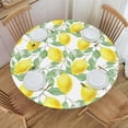 thumbnail image 1 of YFYANG Round Fitted Table Cloth, Waterproof Fruit Lemon Art Pattern Polyester Table Cover, Indoor Outdoor Decorative Tablecloths with Elastic Edge, 1 of 7