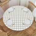 thumbnail image 1 of YFYANG Round Fitted Table Cloth, Waterproof Gray Plaid Texture Pattern Polyester Table Cover, Indoor Outdoor Decorative Tablecloths with Elastic Edge, 1 of 7