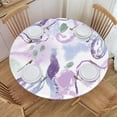 thumbnail image 1 of YFYANG Round Fitted Table Cloth, Waterproof Purple Abstract Watercolor Graffiti Pattern Polyester Table Cover, Indoor Outdoor Decorative Tablecloths with Elastic Edge, 1 of 7