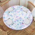 thumbnail image 1 of YFYANG Round Fitted Table Cloth, Waterproof Purple Vintage Floral Pattern Polyester Table Cover, Indoor Outdoor Decorative Tablecloths with Elastic Edge, 1 of 7
