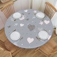 thumbnail image 1 of YFYANG Round Fitted Table Cloth, Waterproof Star Heart Doodle Pattern Polyester Table Cover, Indoor Outdoor Decorative Tablecloths with Elastic Edge, 1 of 7