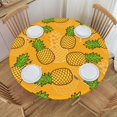 thumbnail image 1 of YFYANG Round Fitted Table Cloth, Waterproof Yellow Cartoon Pineapple Doodle Pattern Polyester Table Cover, Indoor Outdoor Decorative Tablecloths with Elastic Edge, 1 of 7