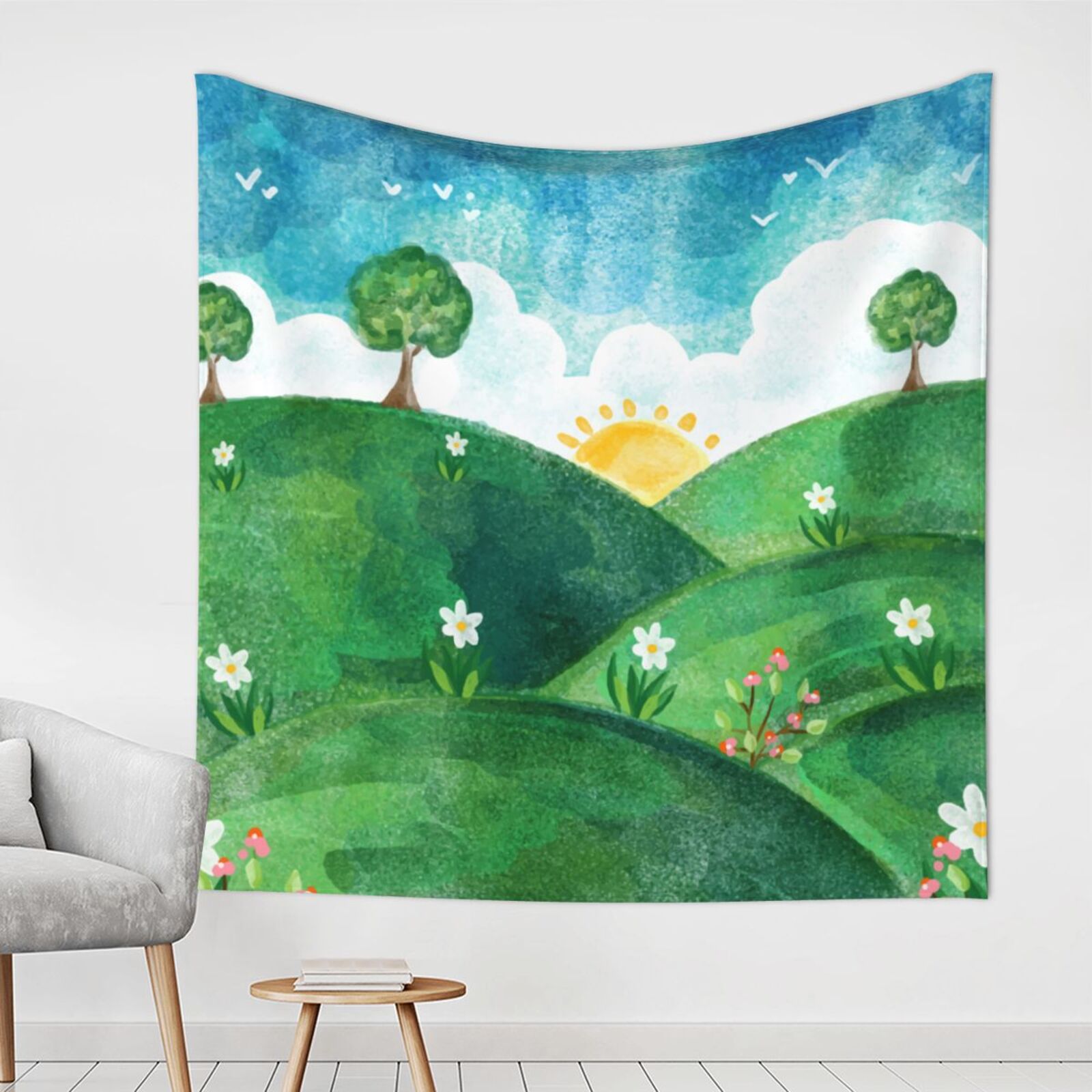 Tenture Murale L'art De Chine - Garden Welcome Spring, Coton Et Polyester