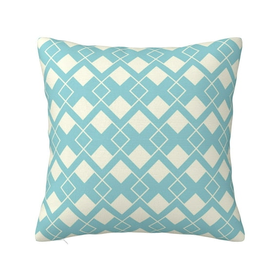 YFYANG Square Decorative Throw Pillow Case (Without Pillow Insert), Blue Retro Geometric Pattern Bedroom Sofa Car Cushion Cover, 24"x24"