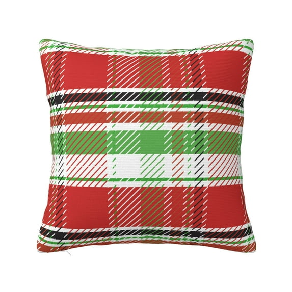 YFYANG Square Decorative Throw Pillow Case (Without Pillow Insert), Christmas Checkered Stripe Pattern Bedroom Sofa Car Cushion Cover, 26"x26"