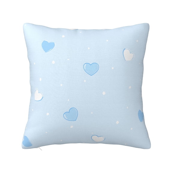YFYANG Square Decorative Throw Pillow Case (Without Pillow Insert), Cute Blue Heart Pattern Bedroom Sofa Car Cushion Cover, 20"x20"