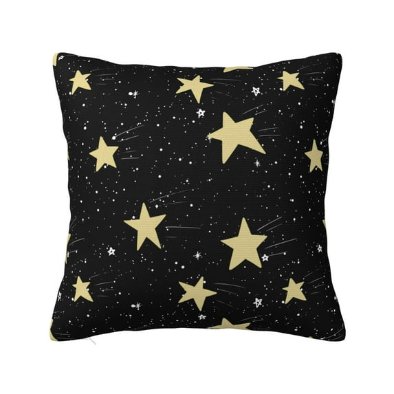 YFYANG Square Decorative Throw Pillow Case (Without Pillow Insert), Gold Geometric Star Doodle Bedroom Sofa Car Cushion Cover, 16"x16"
