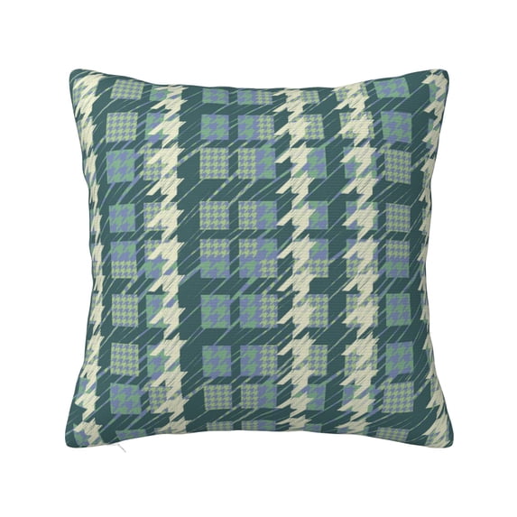 YFYANG Square Decorative Throw Pillow Case (Without Pillow Insert), Green Abstract Checkered Pattern Bedroom Sofa Car Cushion Cover, 18"x18"