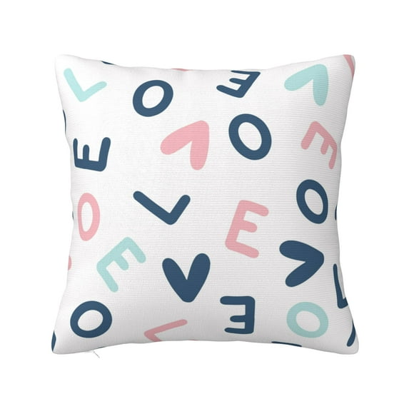 YFYANG Square Decorative Throw Pillow Case (Without Pillow Insert), Love Letters Pattern Bedroom Sofa Car Cushion Cover, 16"x16"