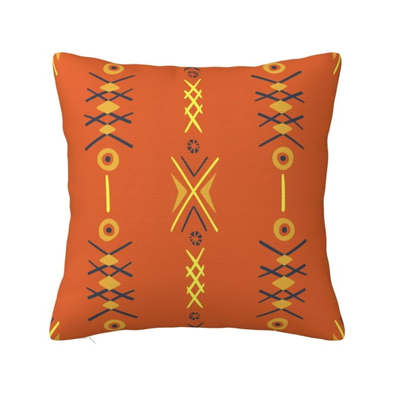 YFYANG Square Decorative Throw Pillow Case (Without Pillow Insert), Orange Vintage Boho Ethnic Style Bedroom Sofa Car Cushion Cover, 12"x12"