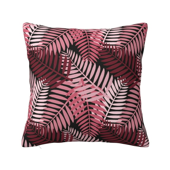 YFYANG Square Decorative Throw Pillow Case (Without Pillow Insert), Pink Leaves Texture Bedroom Sofa Car Cushion Cover, 26"x26"