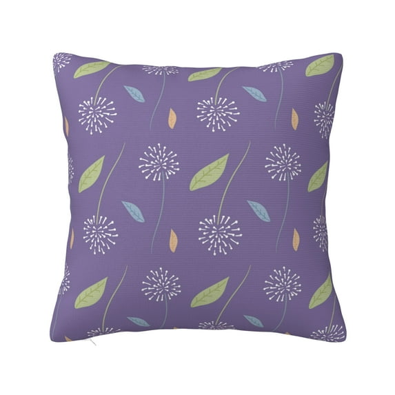 YFYANG Square Decorative Throw Pillow Case (Without Pillow Insert), Purple Dandelion Pattern Bedroom Sofa Car Cushion Cover, 18"x18"