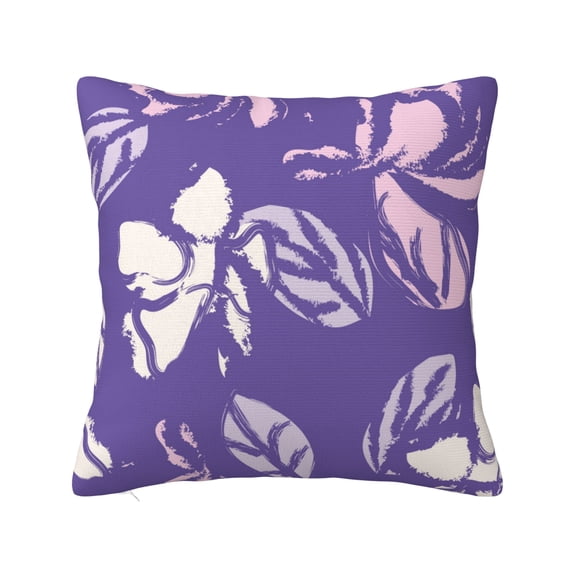 YFYANG Square Decorative Throw Pillow Case (Without Pillow Insert), Purple Flower Art Bedroom Sofa Car Cushion Cover, 18"x18"