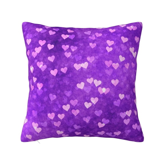 YFYANG Square Decorative Throw Pillow Case (Without Pillow Insert), Purple Heart Pattern Bedroom Sofa Car Cushion Cover, 16"x16"