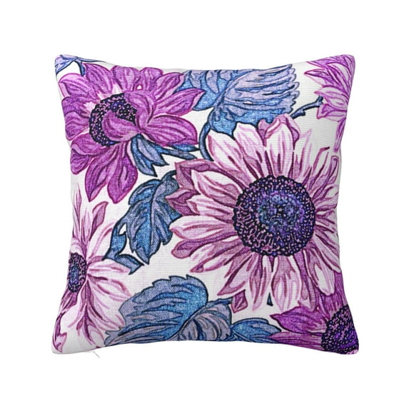 YFYANG Square Decorative Throw Pillow Case (Without Pillow Insert), Purple Vintage Floral Bedroom Sofa Car Cushion Cover, 22"x22"