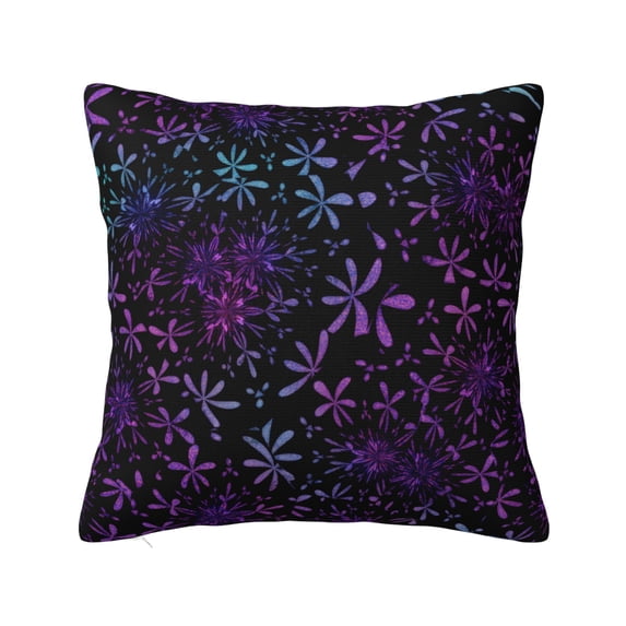 YFYANG Square Decorative Throw Pillow Case (Without Pillow Insert), Purple Vintage Floral Pattern Bedroom Sofa Car Cushion Cover, 26"x26"