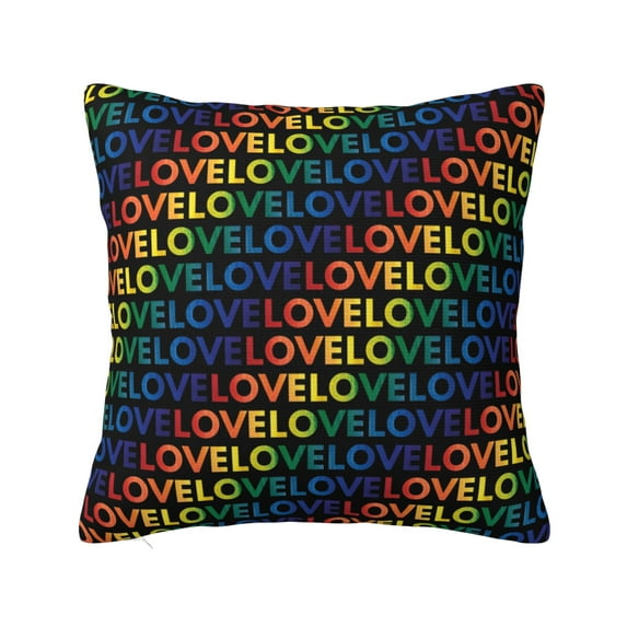 YFYANG Square Decorative Throw Pillow Case (Without Pillow Insert), Rainbow Color Love Pattern Bedroom Sofa Car Cushion Cover, 22"x22"