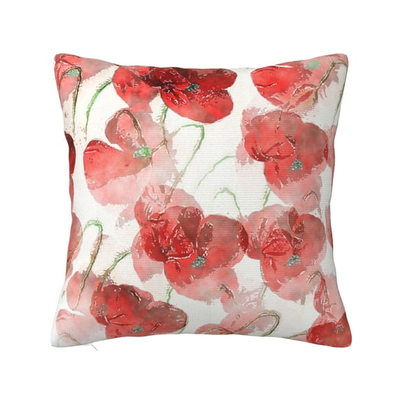 YFYANG Square Decorative Throw Pillow Case (Without Pillow Insert), Red Flower Oil Painting Pattern Bedroom Sofa Car Cushion Cover, 16"x16"