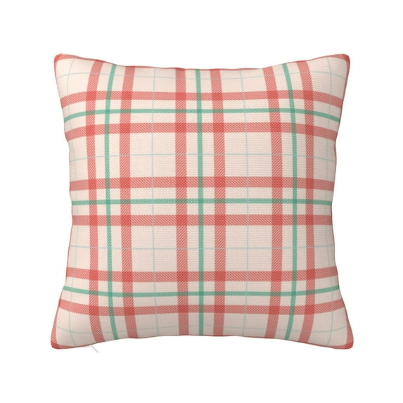 YFYANG Square Decorative Throw Pillow Case (Without Pillow Insert), Red Pink Plaid Stripes Bedroom Sofa Car Cushion Cover, 24"x24"