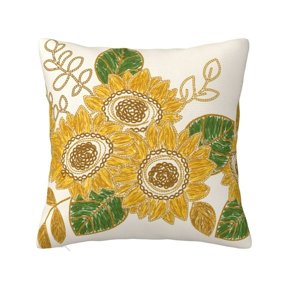 YFYANG Square Decorative Throw Pillow Case (Without Pillow Insert), Sunflower Doodle Bedroom Sofa Car Cushion Cover, 20"x20"
