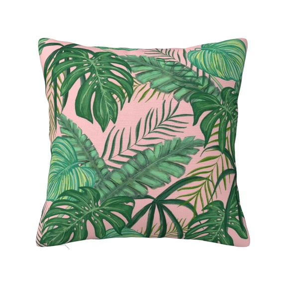YFYANG Square Decorative Throw Pillow Case (Without Pillow Insert), Tropical Greens Leaves Pattern Bedroom Sofa Car Cushion Cover, 22"x22"