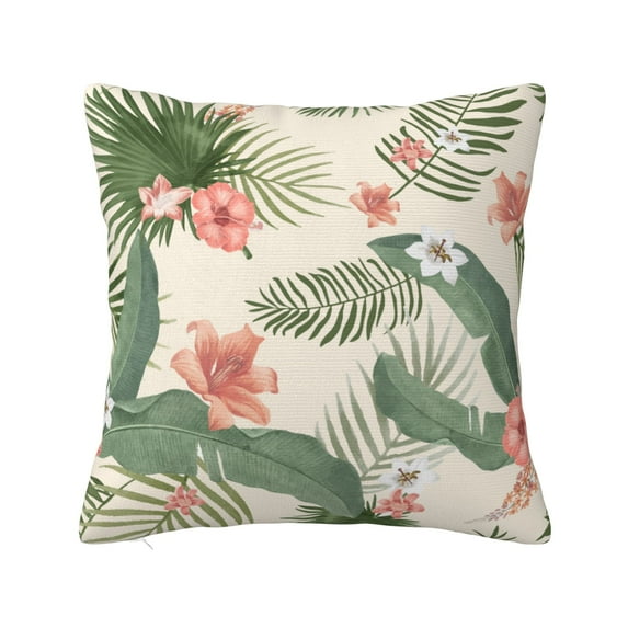 YFYANG Square Decorative Throw Pillow Case (Without Pillow Insert), Tropical Plant Flower Pattern Bedroom Sofa Car Cushion Cover, 26"x26"