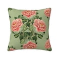 thumbnail image 1 of YFYANG Square Decorative Throw Pillow Case (Without Pillow Insert), Vintage Green Floral Pattern Bedroom Sofa Car Cushion Cover, 20"x20", 1 of 9