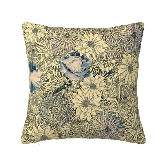 YFYANG Square Decorative Throw Pillow Case (Without Pillow Insert), Vintage Yellow Flowers Bedroom Sofa Car Cushion Cover, 16"x16"