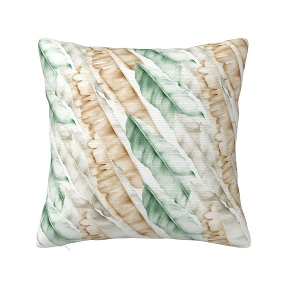 YFYANG Square Decorative Throw Pillow Case (Without Pillow Insert), Watercolor Banana Leaf Texture Bedroom Sofa Car Cushion Cover, 22"x22"