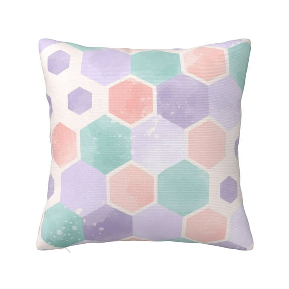 YFYANG Square Decorative Throw Pillow Case (Without Pillow Insert), Watercolor Honeycomb Shape Pattern Bedroom Sofa Car Cushion Cover, 18"x18"