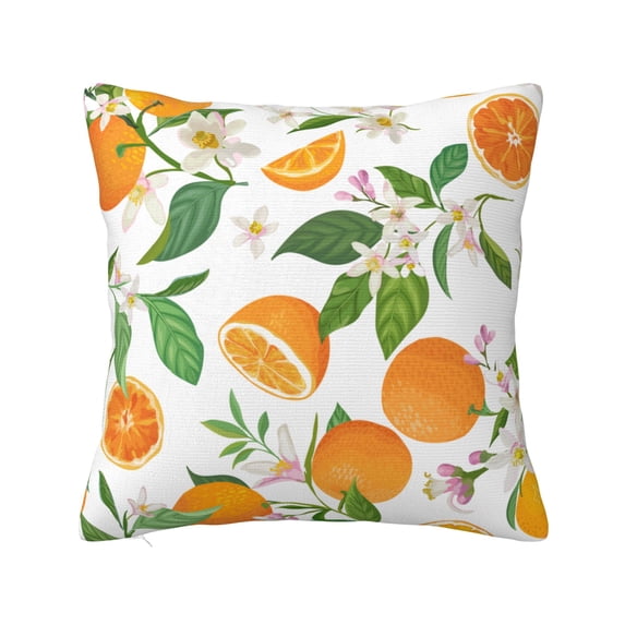 YFYANG Square Decorative Throw Pillow Case (Without Pillow Insert), Watercolor Orange Flower Pattern Bedroom Sofa Car Cushion Cover, 26"x26"