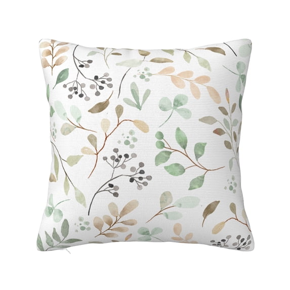 YFYANG Square Decorative Throw Pillow Case (Without Pillow Insert), Watercolor Plant Leaves Bedroom Sofa Car Cushion Cover, 26"x26"