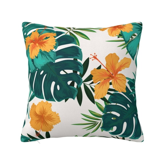 YFYANG Square Decorative Throw Pillow Case (Without Pillow Insert), Watercolor Tropical Plant Flowers Bedroom Sofa Car Cushion Cover, 26"x26"