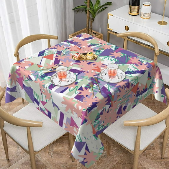 YFYANG Square Polyester Table Cloth, 54" x 54" Reusable Table Cover Kitchen Dining Room Abstract Geometric Line Doodle Decorative Tablecloths for Tables of 2-4 People