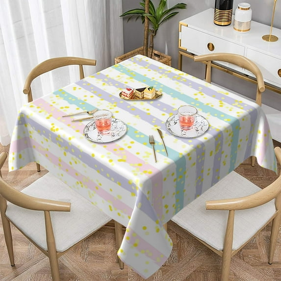 YFYANG Square Polyester Table Cloth, 54" x 54" Reusable Table Cover Kitchen Dining Room Abstract Watercolor Stripes Decorative Tablecloths for Tables of 2-4 People