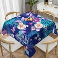 thumbnail image 1 of YFYANG Square Polyester Table Cloth, 54" x 54" Reusable Table Cover Kitchen Dining Room Purple Butterfly Flower Doodle Decorative Tablecloths for Tables of 2-4 People, 1 of 8